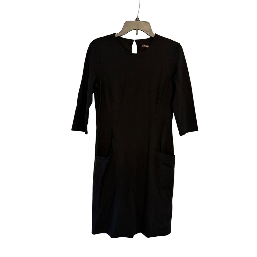 J.McLaughlin Womens Black Ponte 3/4 Sleeve Sheath Dress with Pockets Size S